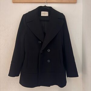 Fleurette 100% Italian Wool Black Double-Breasted Women's Coat